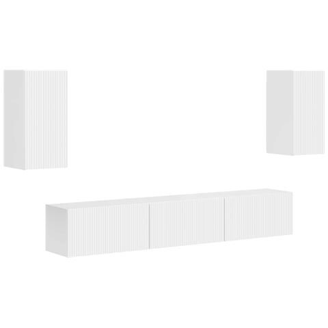 Set mobile TV 5 pcs Bianco Lucido Legno multistrato - Foto 1