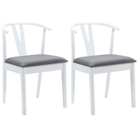 Sedia da pranzo 2 pcs Bianco e Grigio Legno di gomma solido - Foto 1