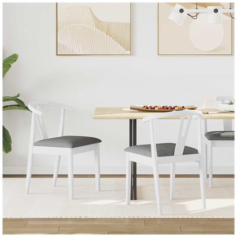 Sedia da pranzo 2 pcs Bianco e Grigio Legno di gomma solido - Foto 2