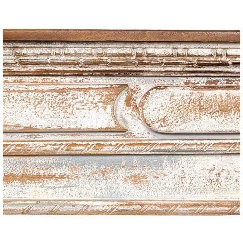 Mobile Da Ingresso In Legno Intagliato Con Finitura Bianco Invecchiato Lavorato A Mano 149x33x98 - Foto 8