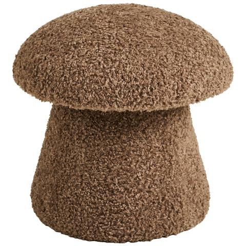 Enna - Pouf Rotondo In Pelliccia Sintetica Marrone Ø45x45 Cm - Foto 1