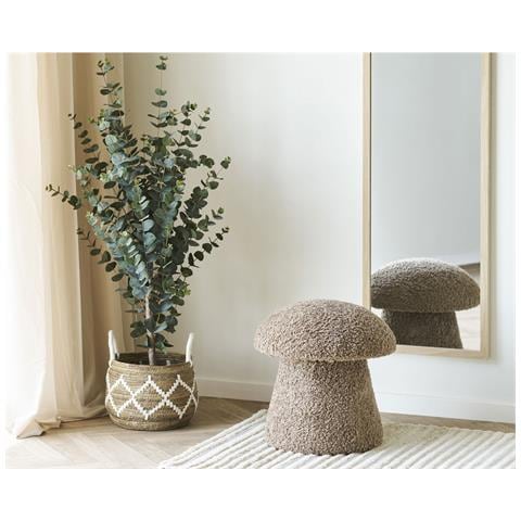 Enna - Pouf Rotondo In Pelliccia Sintetica Marrone Ø45x45 Cm - Foto 3