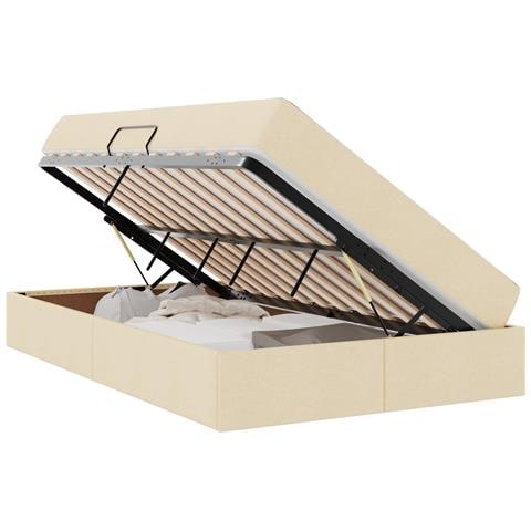 Letto con contenitore e materasso Crema 120 x 190 cm Poliestere - Foto 1