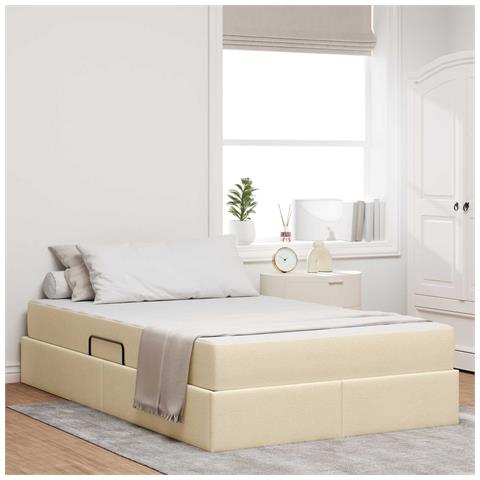 Letto con contenitore e materasso Crema 120 x 190 cm Poliestere - Foto 2