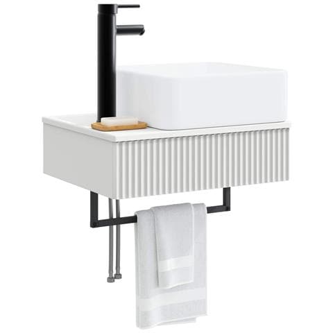 Lavabo da Parete Bianco 53 x 35 x 39 cm Legno ingegnerizzato - Foto 2