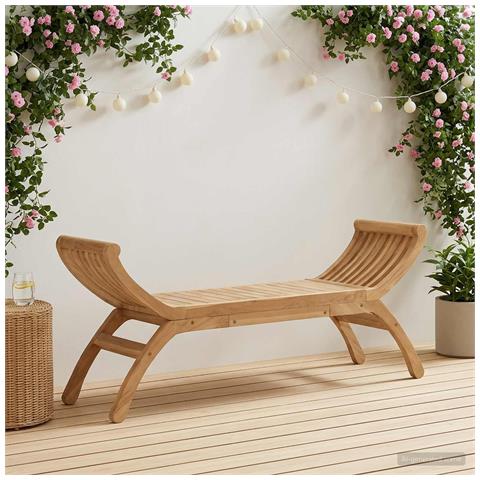 Panchina da giardino 2 -Seater 126 cm Legno di teak solido - Foto 2