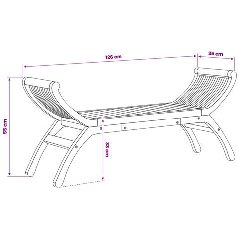 Panchina da giardino 2 -Seater 126 cm Legno di teak solido - Foto 7