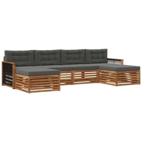 Set divani con cuscino 6 pcs Legno di Acacia Massello - Foto 1