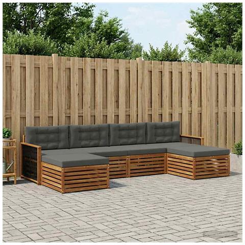 Set divani con cuscino 6 pcs Legno di Acacia Massello - Foto 2