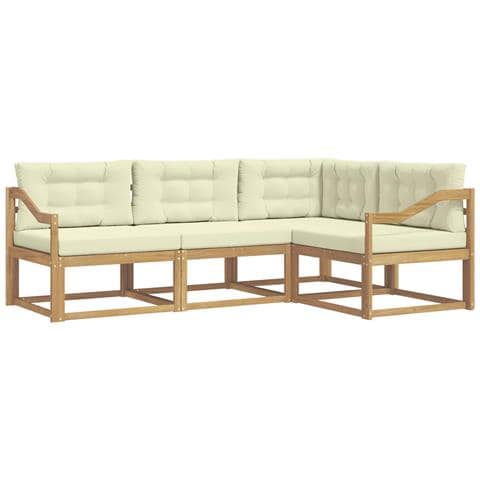 Set di divani da esterno 3 pcs Bianco e Crema Poliestere - Foto 1