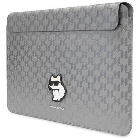 Custodia Karl Lagerfeld Saffiano Monogram Choupette Per Laptop 14 - Argento - Foto 1