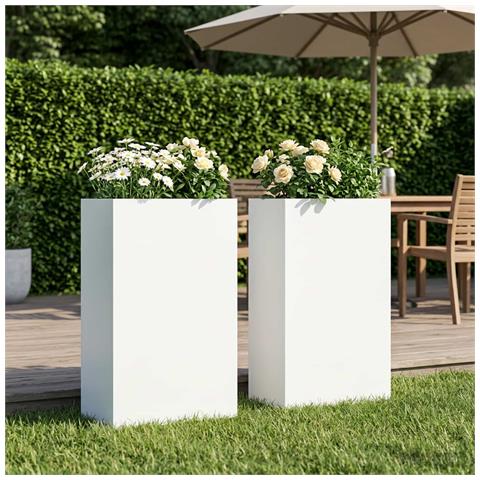 Vaso da giardino 2 pz Bianco 50 x 20 x 75 cm - Foto 2