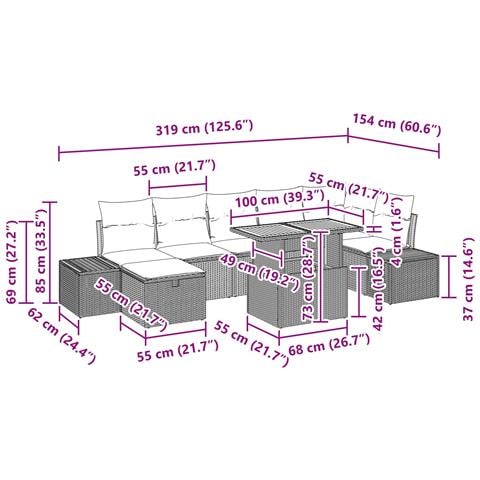 Set Divano da Giardino 8 pz Nero polyrattan - Foto 2