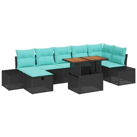Set Divano da Giardino 8 pz Nero polyrattan - Foto 1