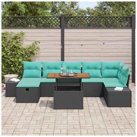 Set Divano da Giardino 8 pz Nero polyrattan - Foto 10
