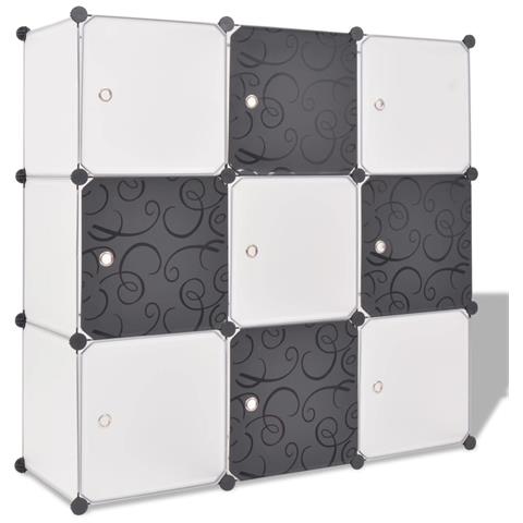 Armadio Salvaspazio A Cubo Con 9 Scomparti Bianco E Nero - Foto 1