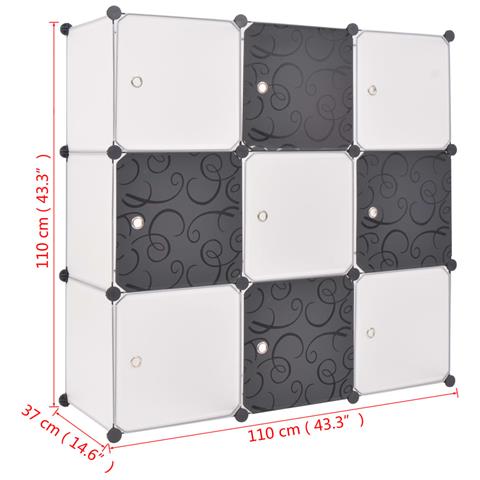 Armadio Salvaspazio A Cubo Con 9 Scomparti Bianco E Nero - Foto 5