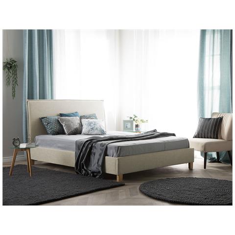 Letto In Tessuto Beige 160 X 200 Cm Sennez - Foto 20