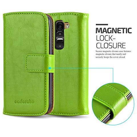 Custodia Compatibile Con Lg G2 Mini In Verde Erbe - Coperchio Protettiva Con Chiusura Magnetica, Funzione Stand E Tasca Per Le Carte - Foto 2