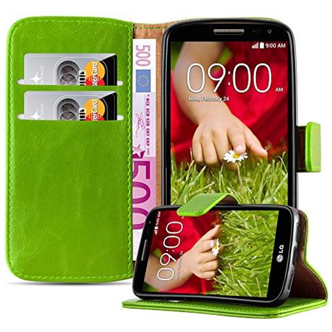 Custodia Compatibile Con Lg G2 Mini In Verde Erbe - Coperchio Protettiva Con Chiusura Magnetica, Funzione Stand E Tasca Per Le Carte - Foto 1
