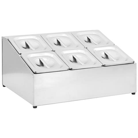 Supporto Gastronorm Con 6 Contenitori Gn 1/6 In Acciaio Inox - Foto 1