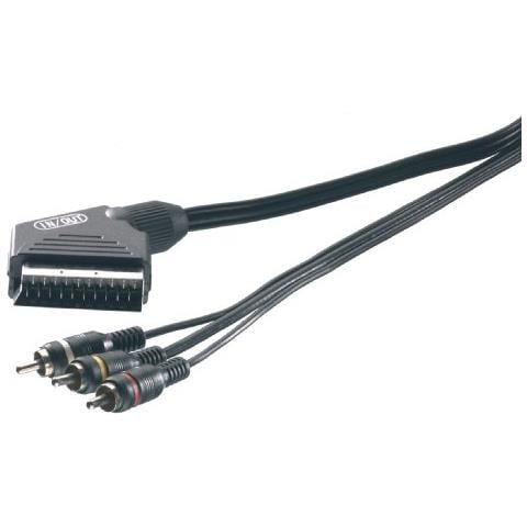 2m Scart / RCA Cable 2m SCART (21-pin) 3 x RCA Nero - Foto 1