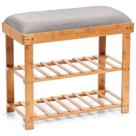 Armadio In Bambù Per Scarpe, Seduta Con Rack, Sgabello In Legno Per Corridoio. - Foto 1