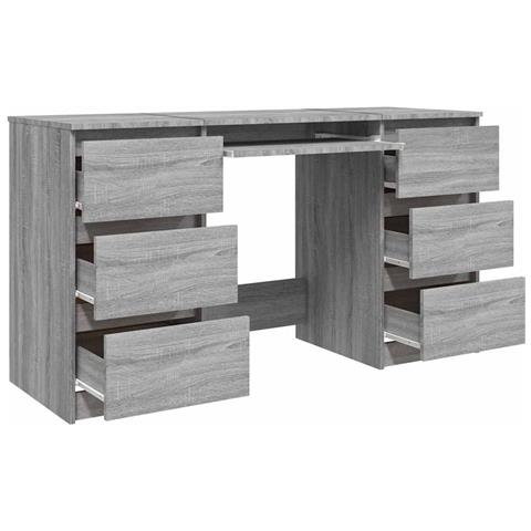 Scrivania Grigio Sonoma 140x50x77 cm in Legno Multistrato - Foto 2