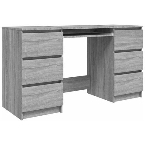 Scrivania Grigio Sonoma 140x50x77 cm in Legno Multistrato - Foto 1