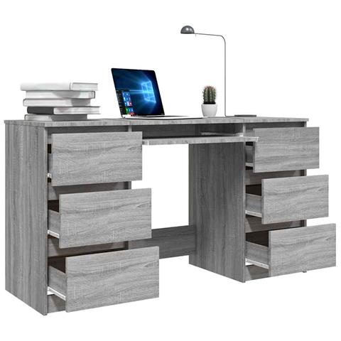 Scrivania Grigio Sonoma 140x50x77 cm in Legno Multistrato - Foto 8