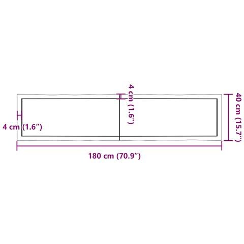 Piano Tavolo Marrone Chiaro 180x40x (2-6) cm Rovere Non Trattato - Foto 2