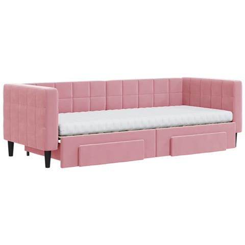 Divano Letto Estraibile Con Cassetti Rosa 80x200 Cm Velluto - Foto 9