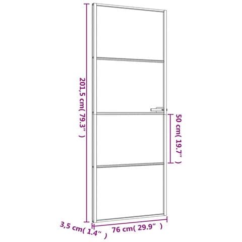 Porta Per Interni Nera 76x201,5cm Vetro Temperato E Alluminio - Foto 2