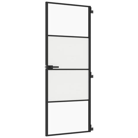 Porta Per Interni Nera 76x201,5cm Vetro Temperato E Alluminio - Foto 1