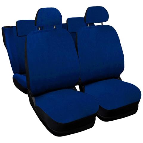 Coprisedili Per Auto Universali, Made In Italy, Set Fodere Protezione Sedili Anteriori E Posteriori, Schienale Dietro Con 2 Zip, Copertura Adattabile Colore Blu Royal - Foto 1