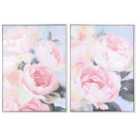 Quadro Dkd Home Decor 60 X 3,5 X 80 Cm 60 X 3 X 80 Cm Fiori Romantico (2 Unità) - Foto 1
