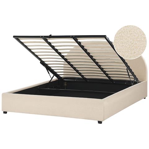 Letto Contenitore Bouclé Beige 180 X 200 Cm Vaucluse - Foto 7