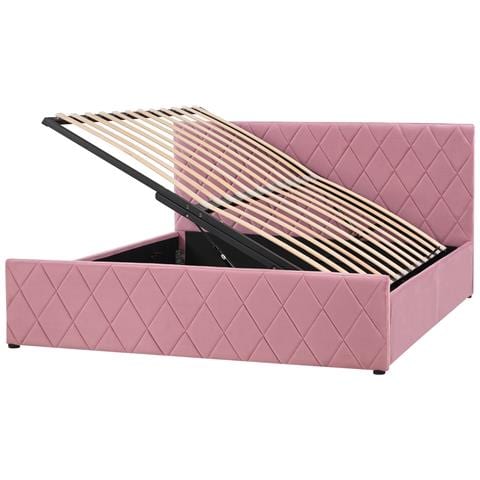 Letto Contenitore Velluto Rochefort 160 X 200 Cm Rosa - Foto 2