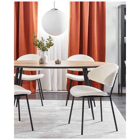 Set Di 2 Sedie Tessuto Crema Kiana - Foto 1