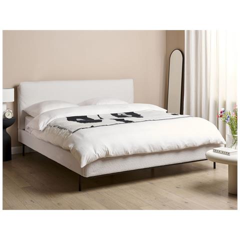 Letto Bouclé Corio 180 X 200 Cm Bianco Sporco - Foto 1