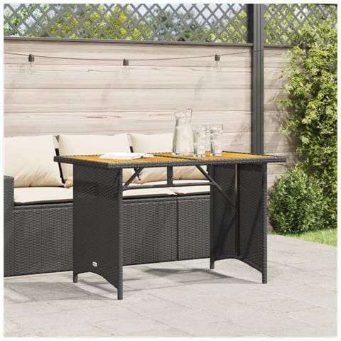 Tavolo Da Giardino Piano In Legno Nero 110x68x70 Cm Polyrattan - Foto 3