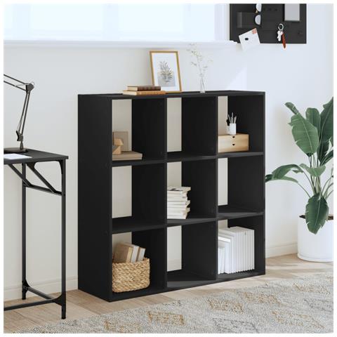 Libreria Nera 102x32x102 Cm In Legno Multistrato - Foto 3
