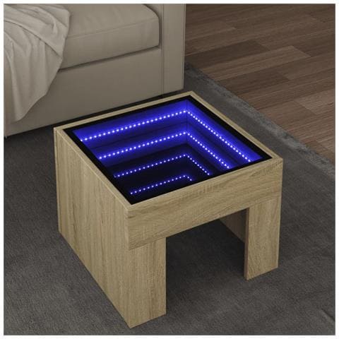 Tavolino Da Salotto Con Led Infinity Rovere Sonoma 40x40x30 Cm - Foto 1