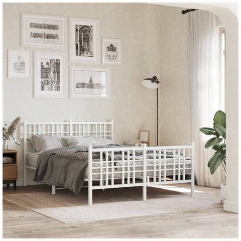 Giroletto Con Testiera E Pediera Metallo Bianco 120x200 Cm - Foto 1