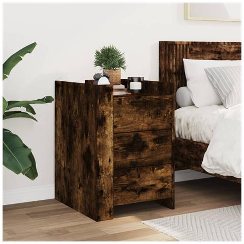 Comodino Rovere Fumo 45x50x65 Cm In Legno Multistrato - Foto 3