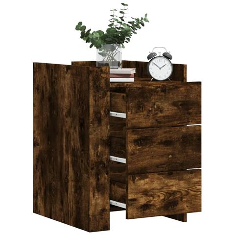Comodino Rovere Fumo 45x50x65 Cm In Legno Multistrato - Foto 1