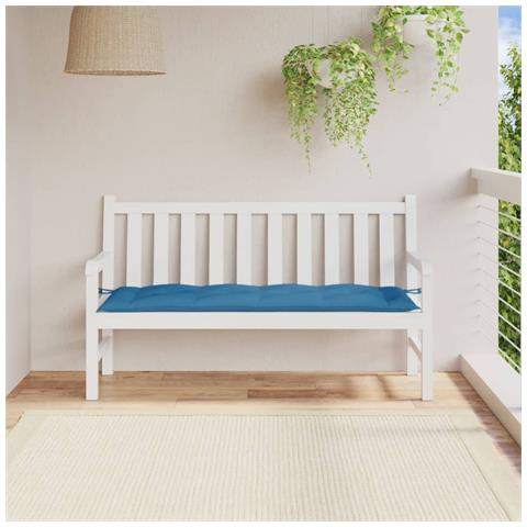 Cuscino Panca Da Giardino Blu Mélange 150x50x7 Cm In Tessuto - Foto 3