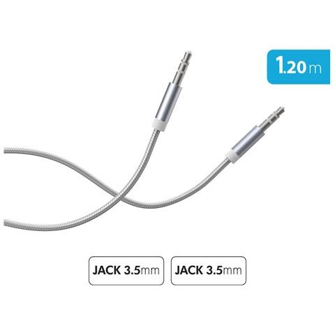 Cavo Audio Da Jack 3,5 Mm A Jack 3,5 Mm Rinforzato In Nylon Intrecciato 1,2 M, Bianco - Foto 2