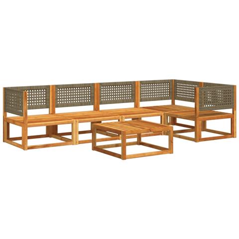 Set Divano Da Giardino 6 Pz Con Cuscini In Massello Di Acacia - Foto 3