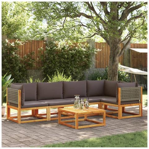 Set Divano Da Giardino 6 Pz Con Cuscini In Massello Di Acacia - Foto 1